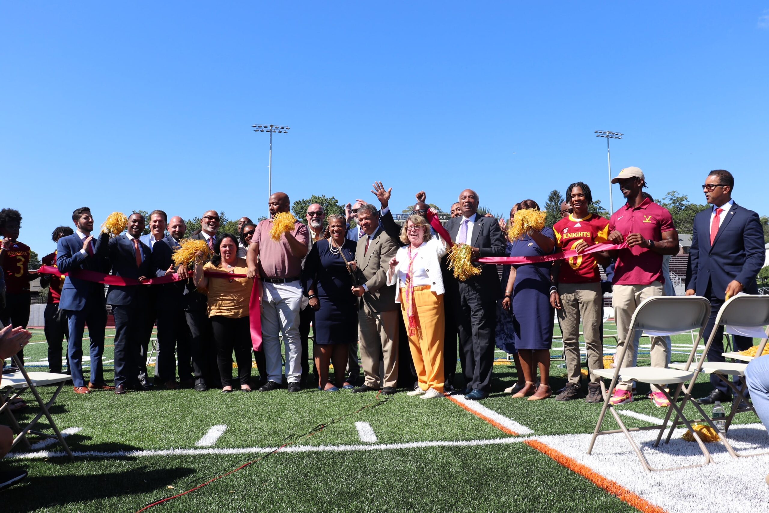 County Executive George Latimer, Mayor Shawyn Patterson-Howard Host Ribbon Cutting And Press Tour Of The New Memorial Field